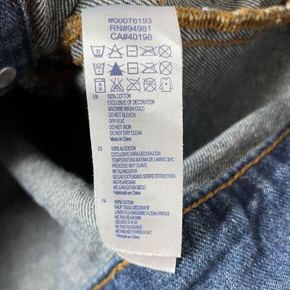 FOREVER 21 Womens Aztec Embroidered Denim Jacket Small S Blue Distressed Cotton - Picture 8 of 8